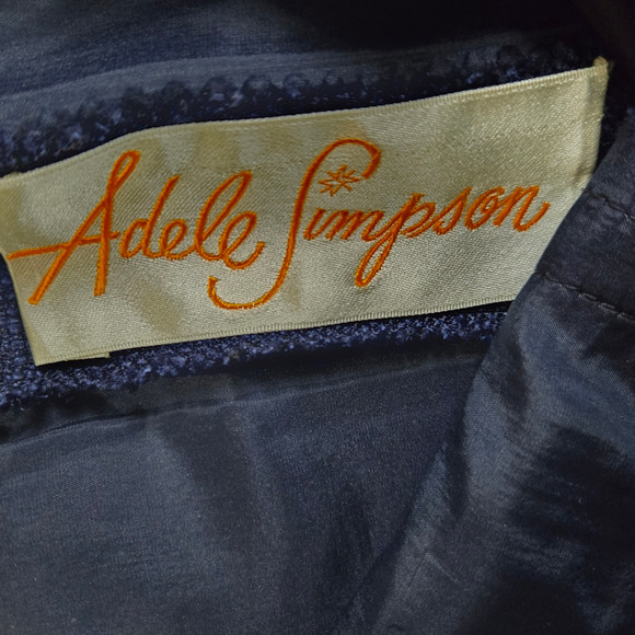 1950s Vintage Adele Simpson Navy Tweed Cape Dress – Union Made Size 6 USA - Picture 8 of 16